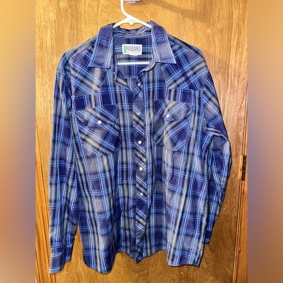 Haband Other - Haband Plaid Pearl Snap Up